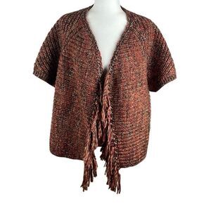 NWT Chico’s Katarina Hardware Fringe Short Sleeve Cardigan Sweater